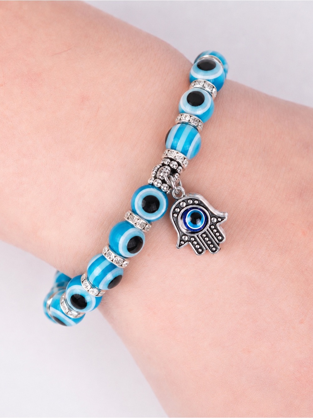 Teal blue  Evil Eye Protection Bracelet With Charm NWT